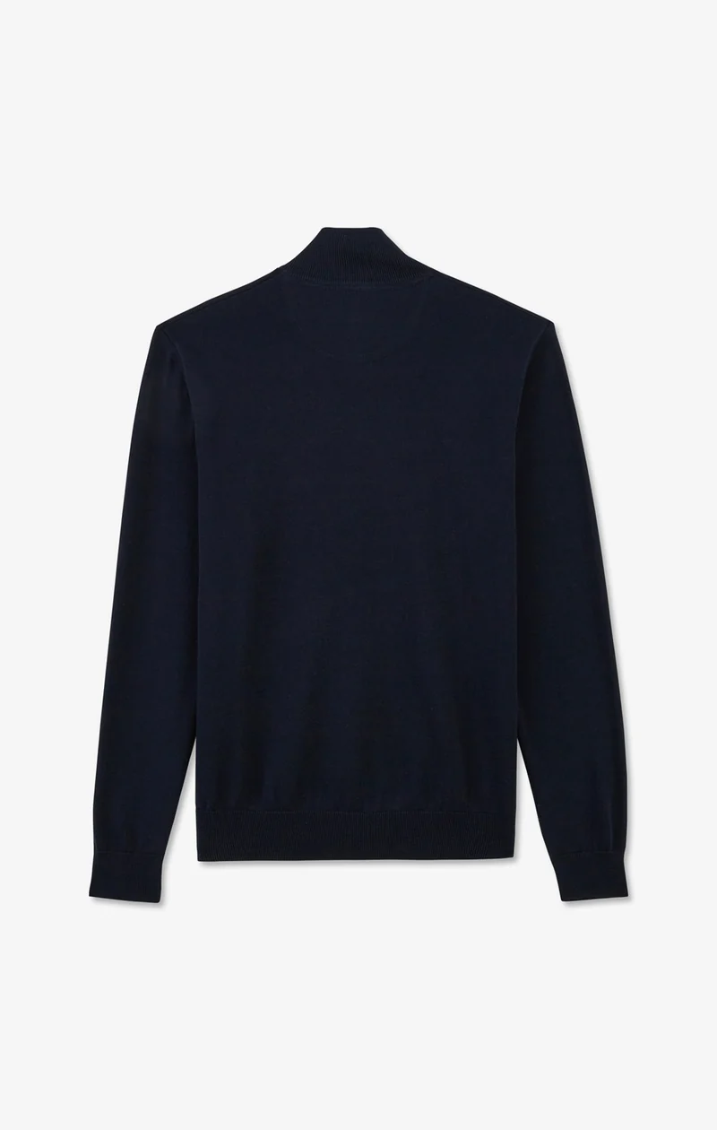 Pull bleu marine à col camionneur en coton
