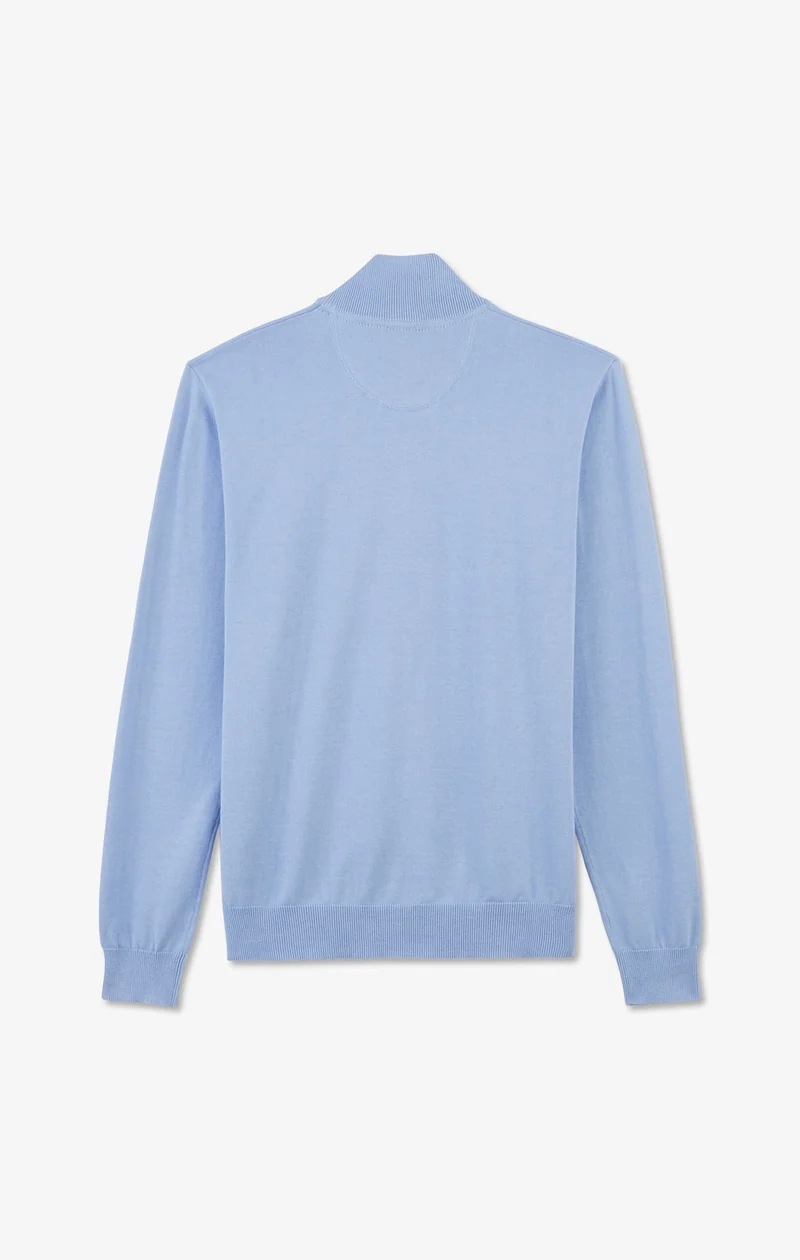 Pull bleu à col camionneur en coton