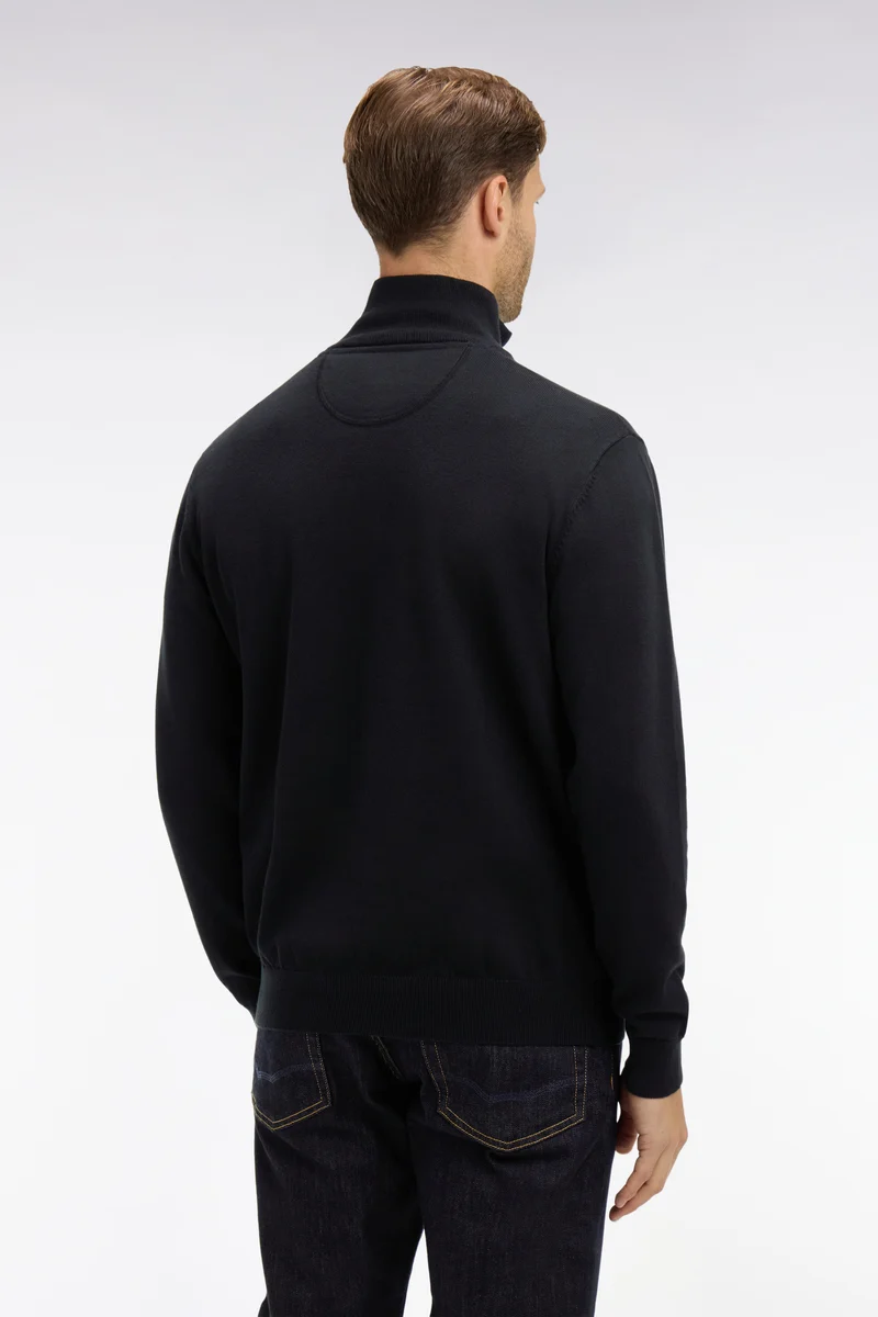 Pull noir à col camionneur en coton