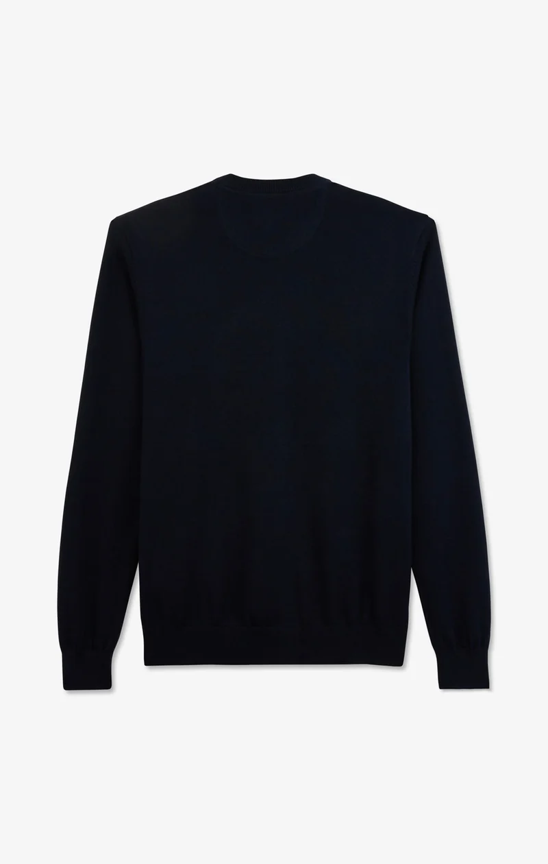 Pull bleu marine à col rond en coton