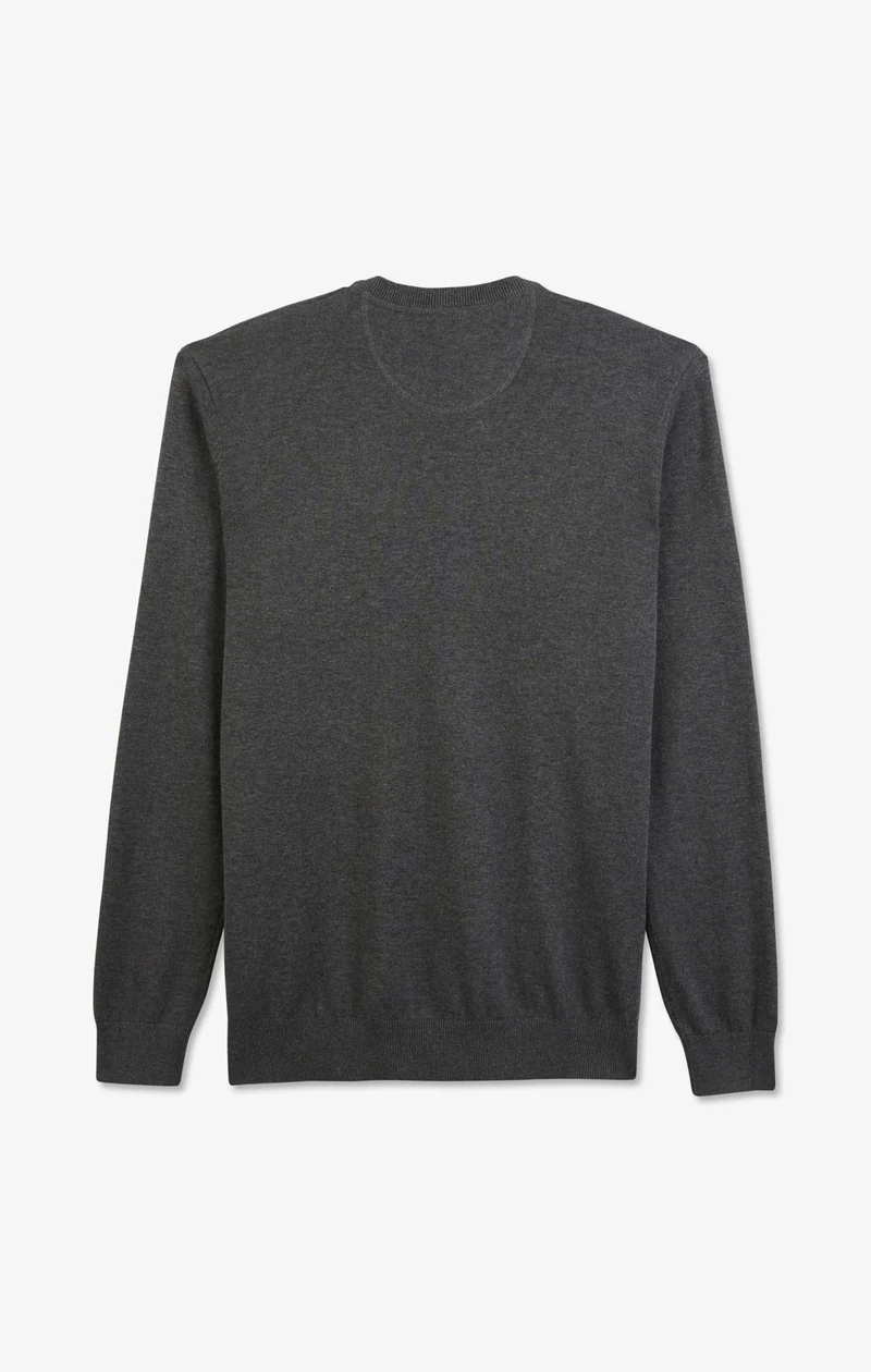 Pull gris à col rond en coton