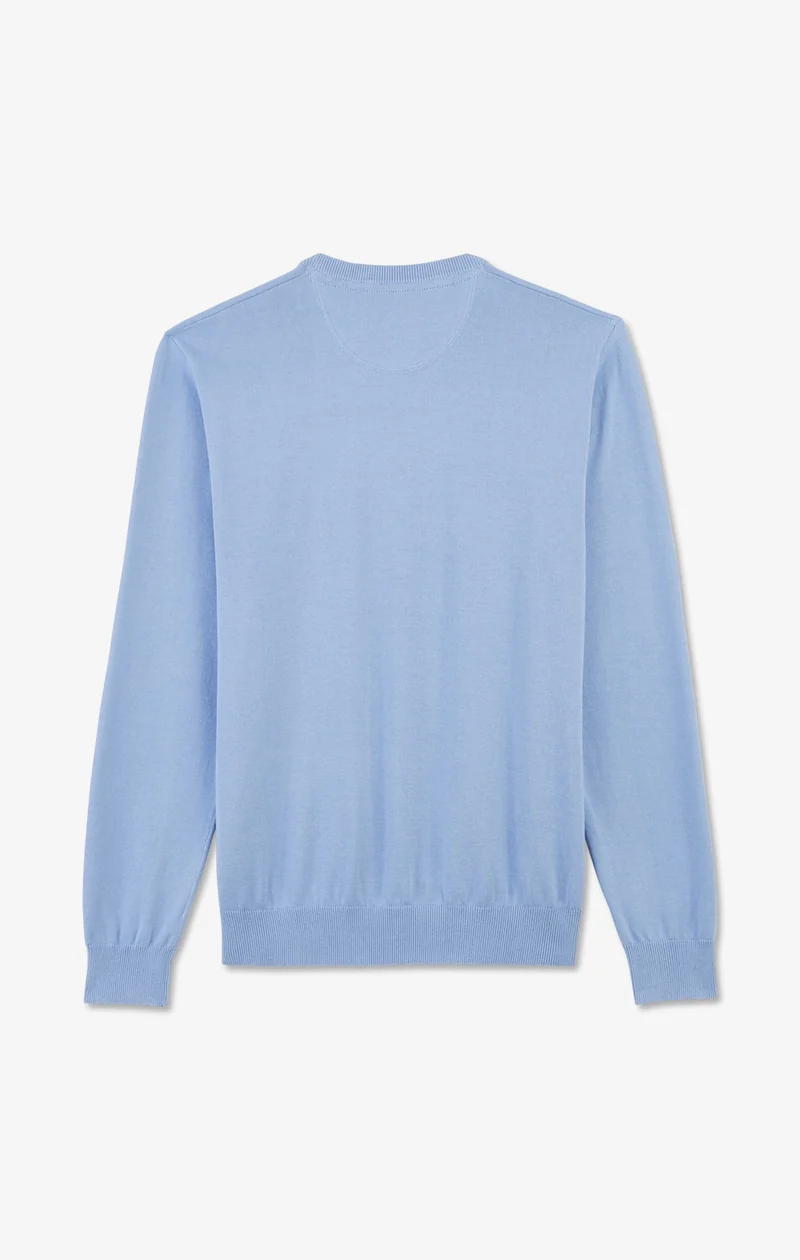 Pull bleu à col rond en coton