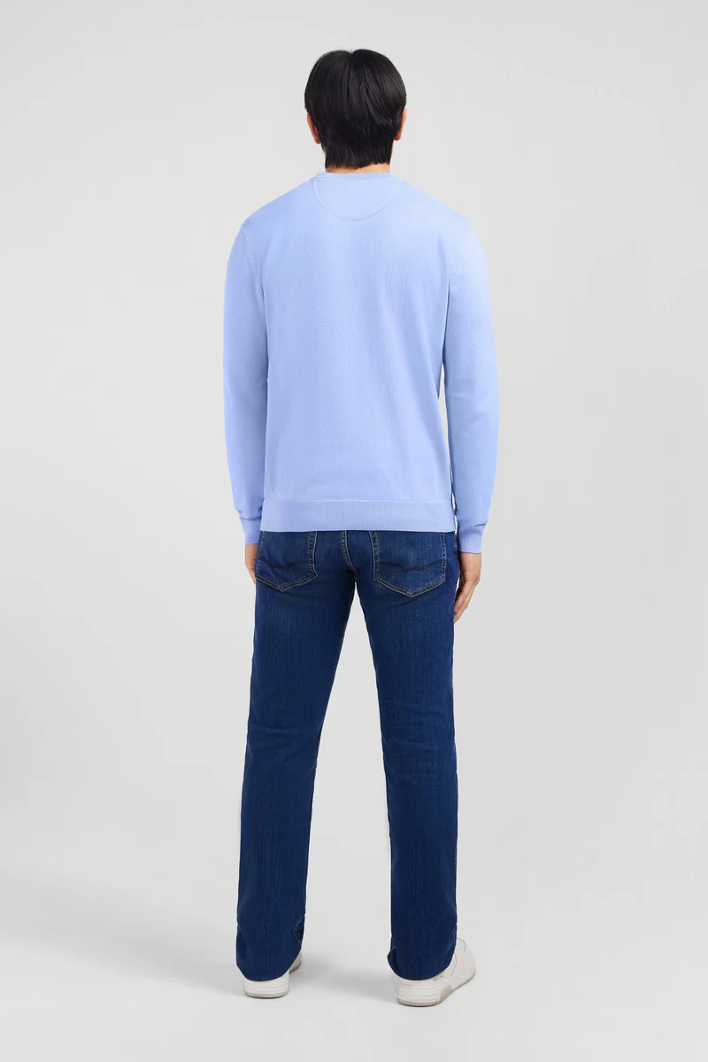 Pull bleu à col rond en coton