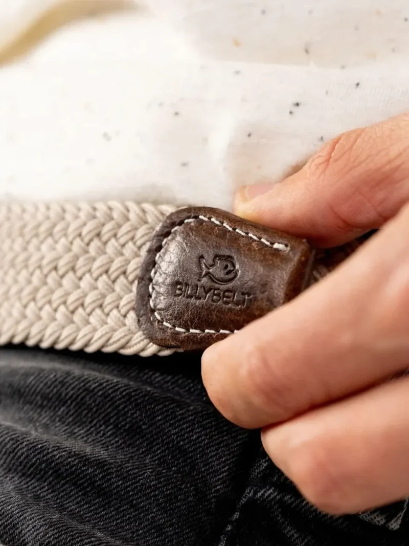 Ceinture tressée Billybelt beige en cuir