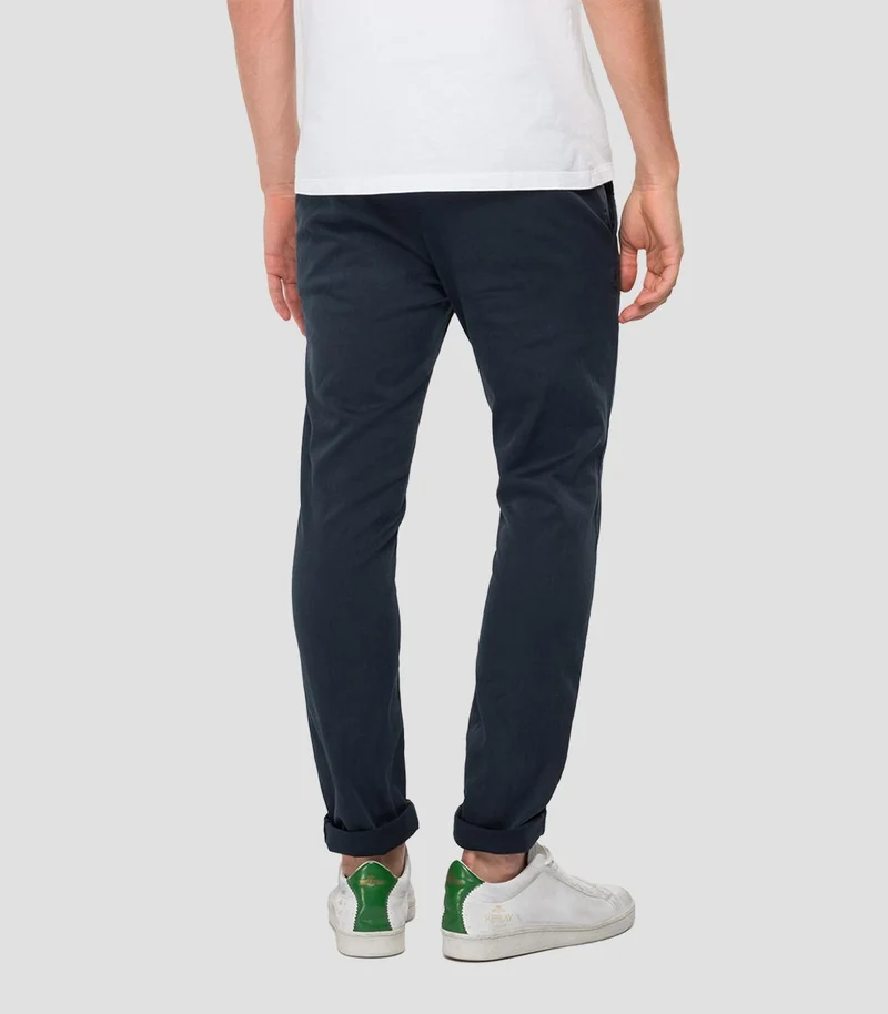 Pantalon chino slim Replay marine en coton stretch