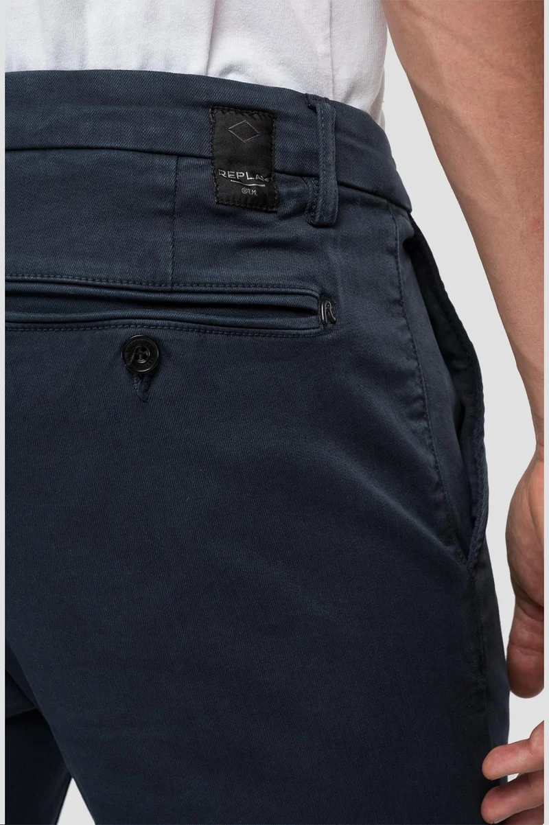 Pantalon chino slim Replay marine en coton stretch