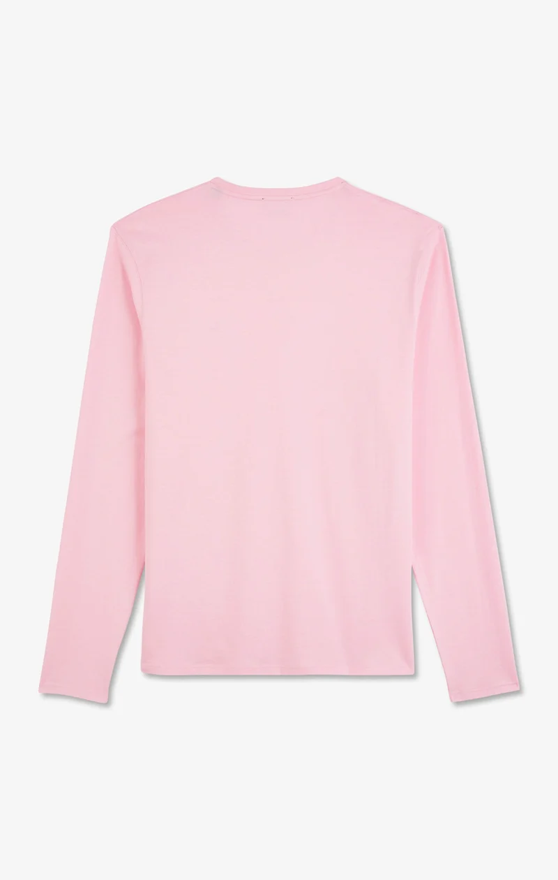 T-shirt rose col V à manches longues