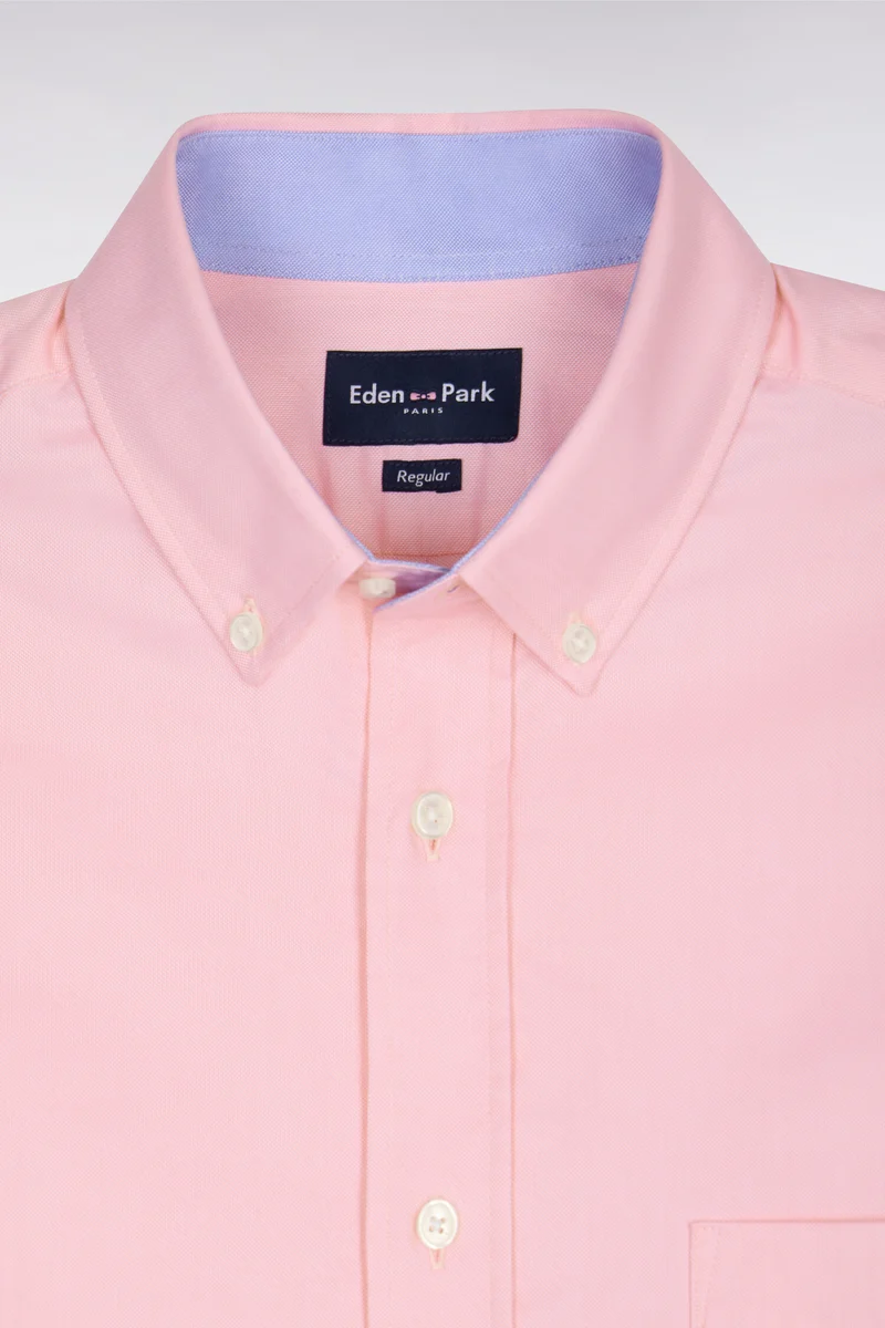 Chemise rose unie en coton