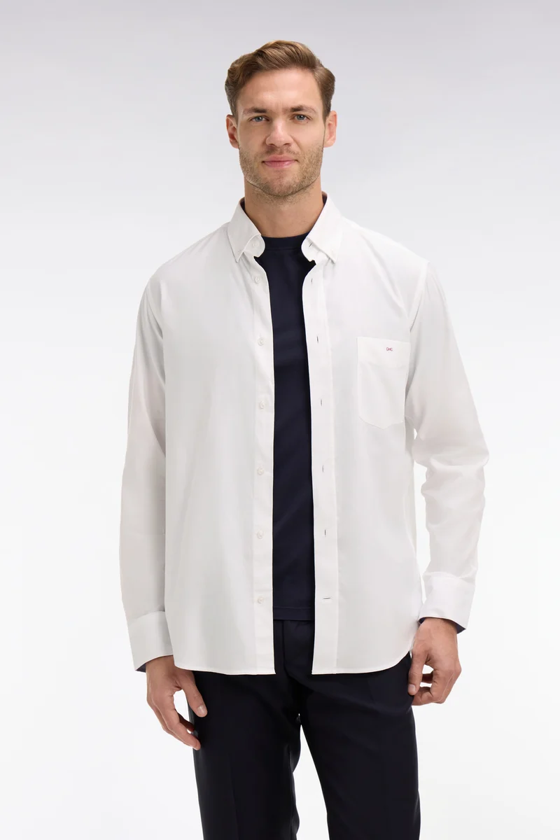 Chemise blanche unie en coton
