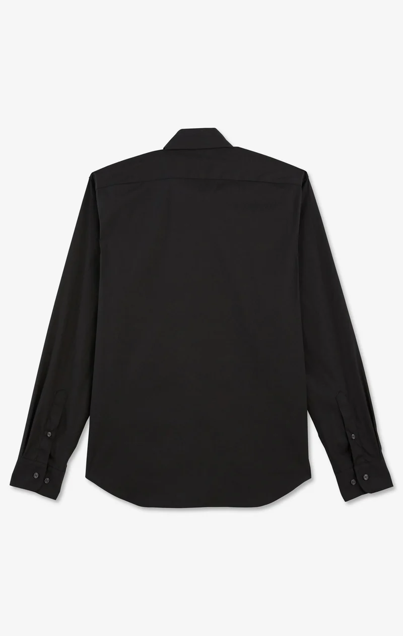Chemise noir slim en popeline stretch