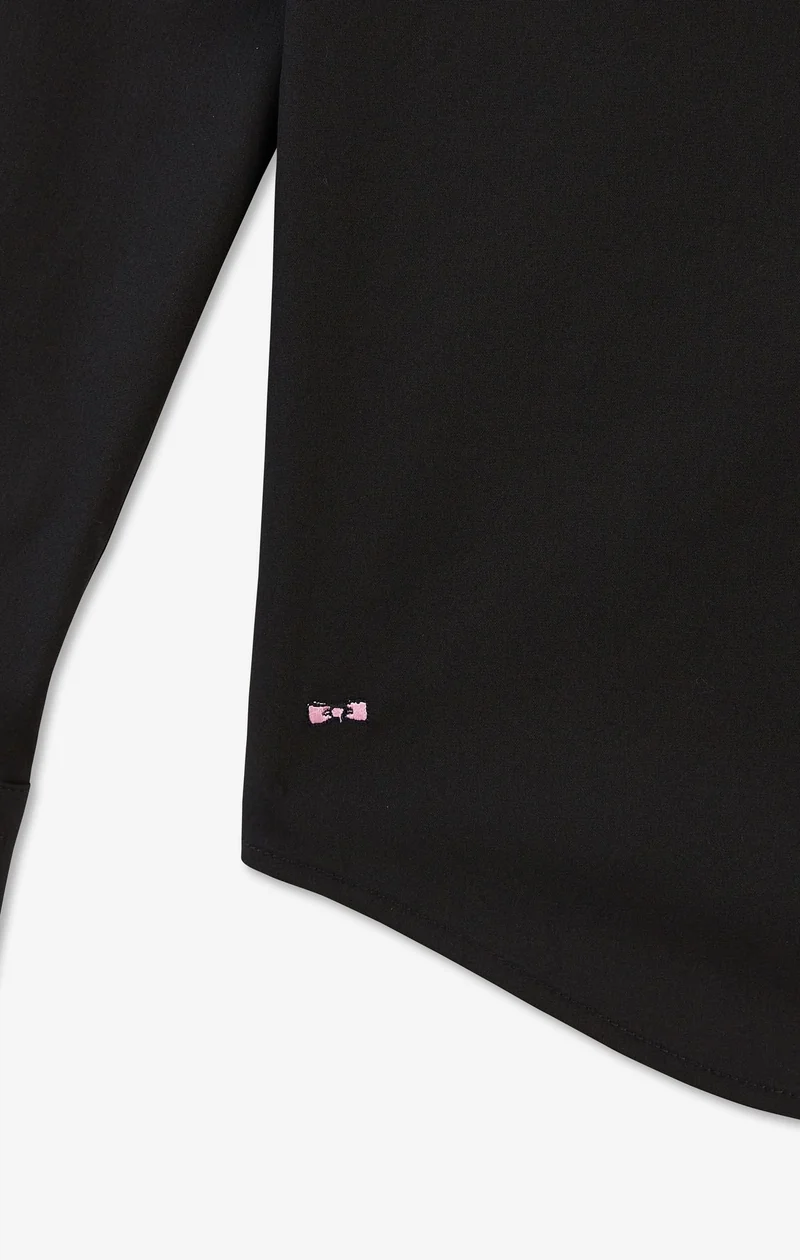 Chemise noir slim en popeline stretch