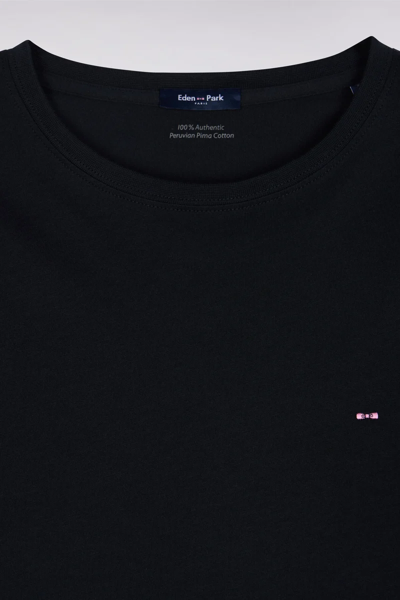 T-shirt noir col rond à manches longues