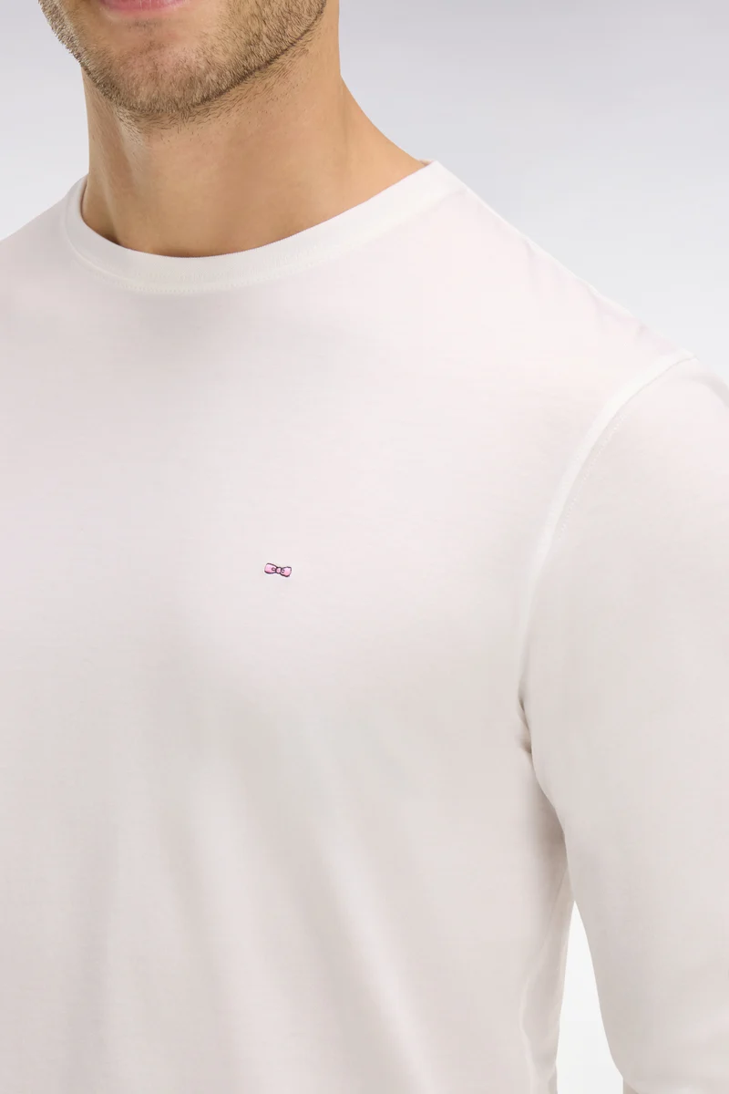 T-shirt blanc col rond à manches longues