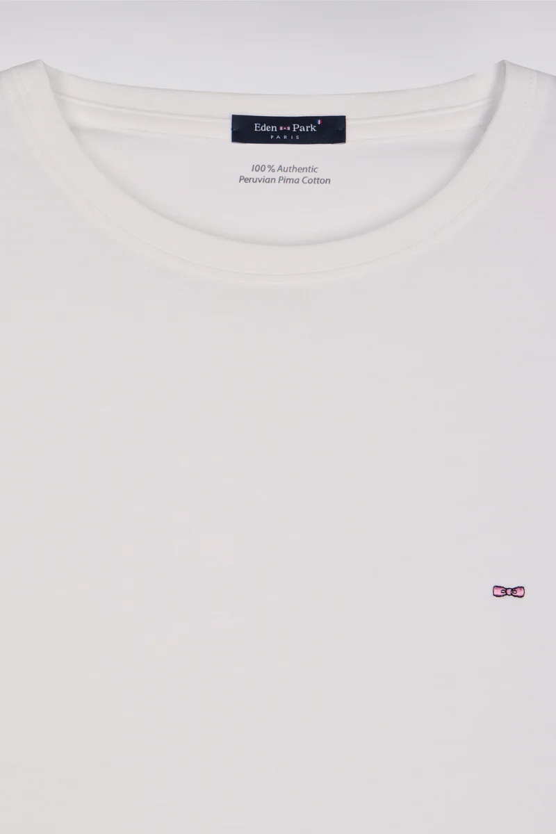 T-shirt blanc col rond à manches longues