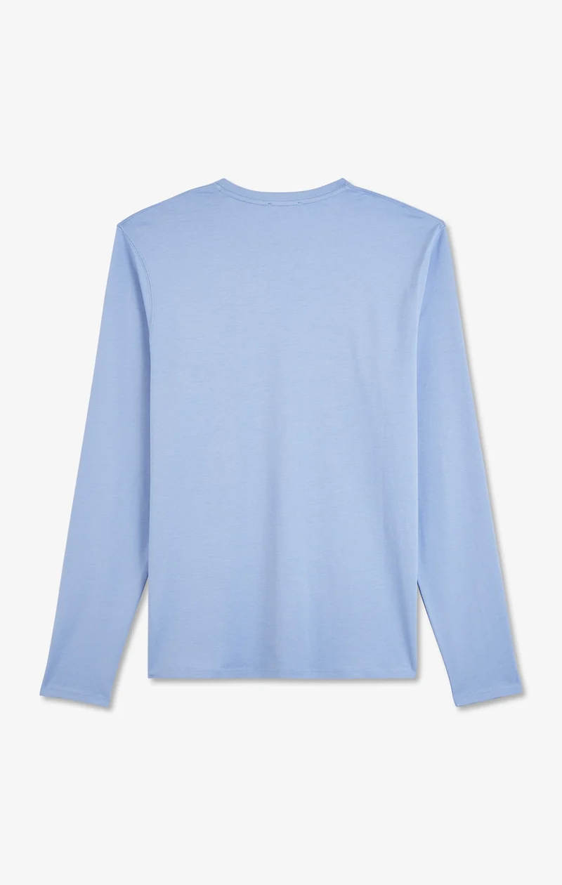 T-shirt bleu col rond à manches longues
