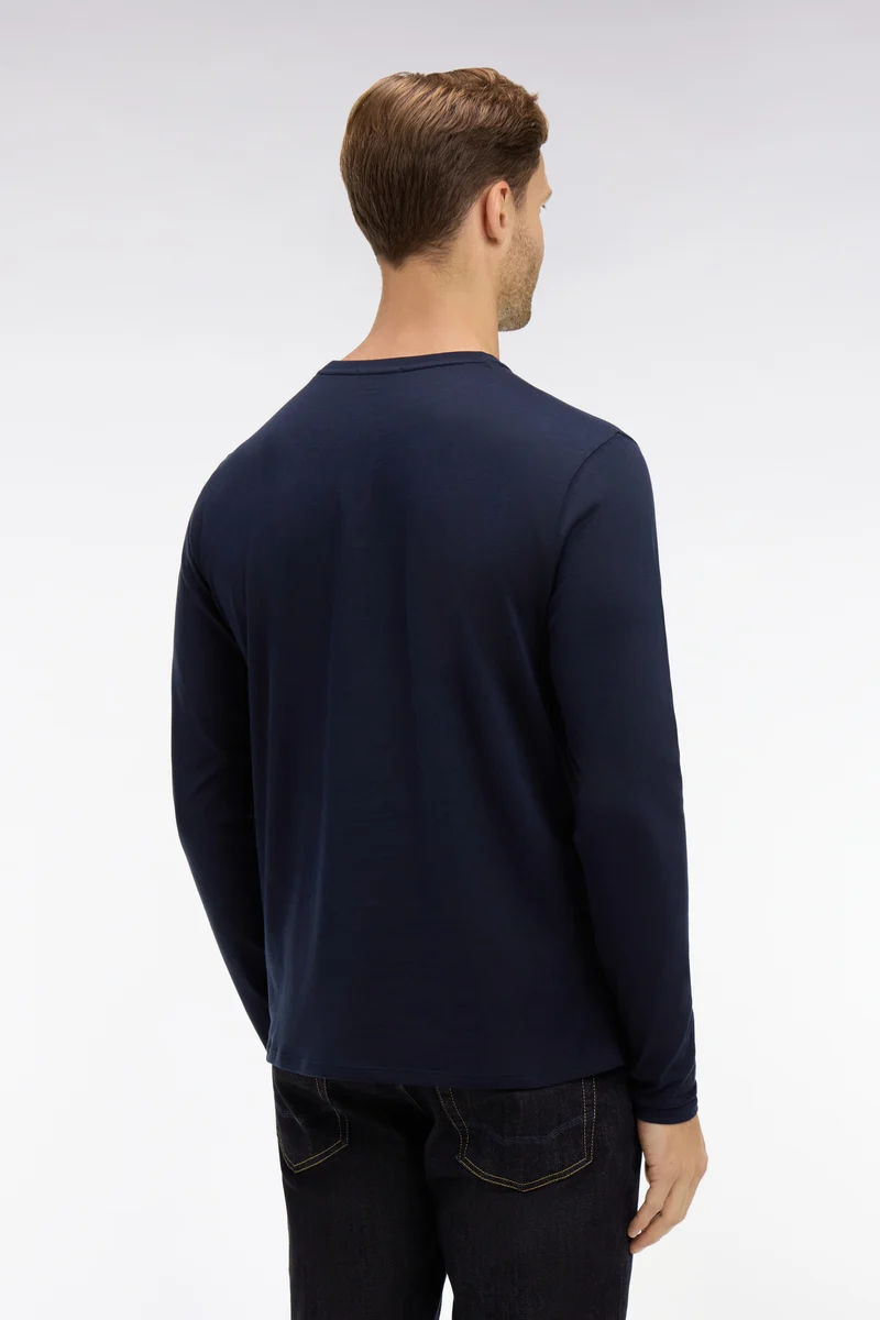 T-shirt bleu marine col rond à manches longues