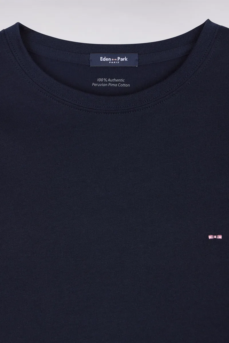 T-shirt bleu marine col rond à manches longues