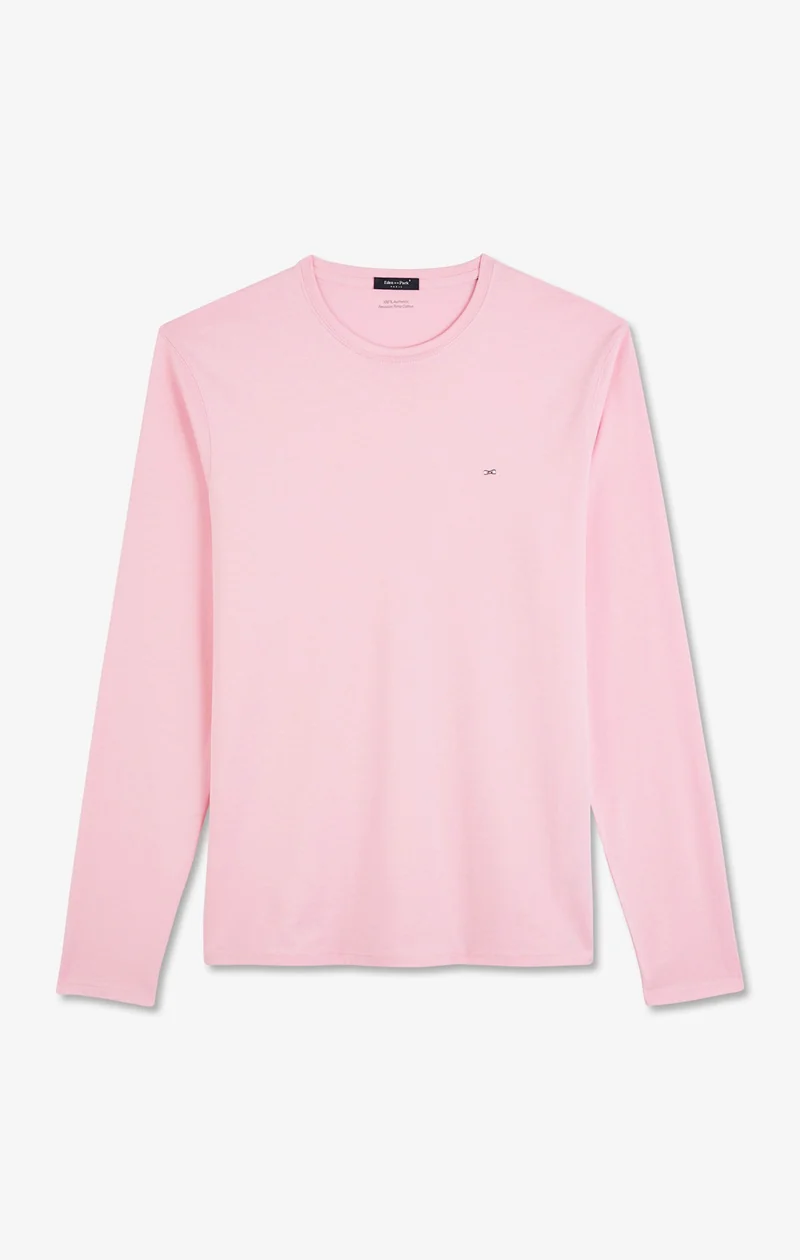 T-shirt rose col rond à manches longues