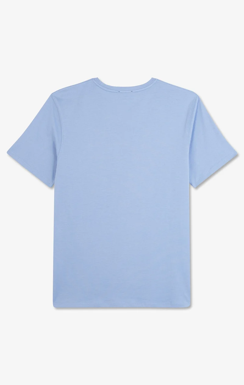 T-shirt bleu col V à manches courtes