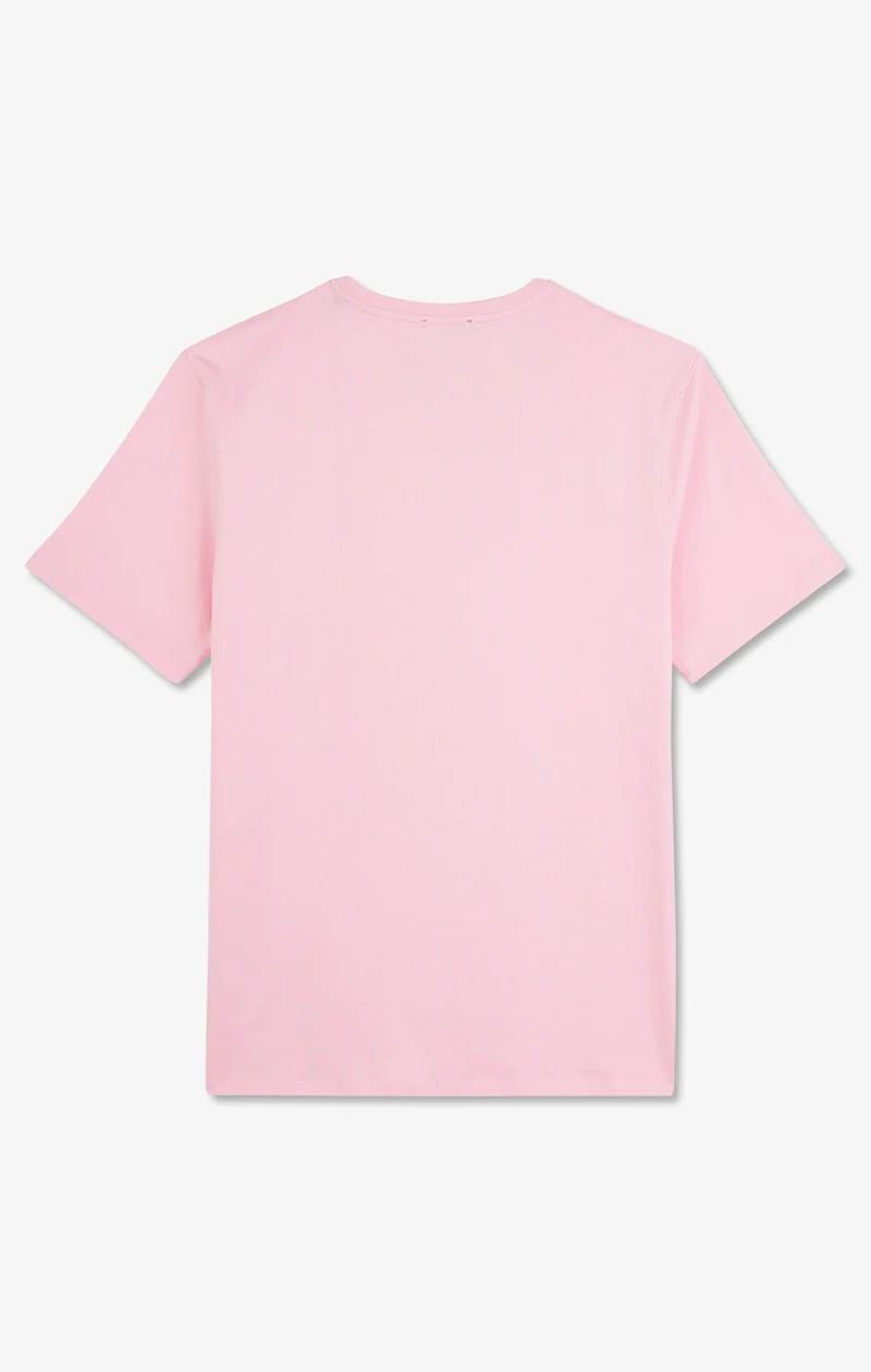 T-shirt rose col V à manches courtes