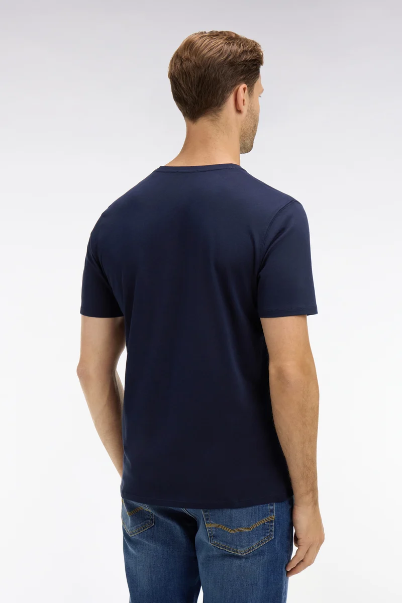 T-shirt bleu marine col V à manches courtes