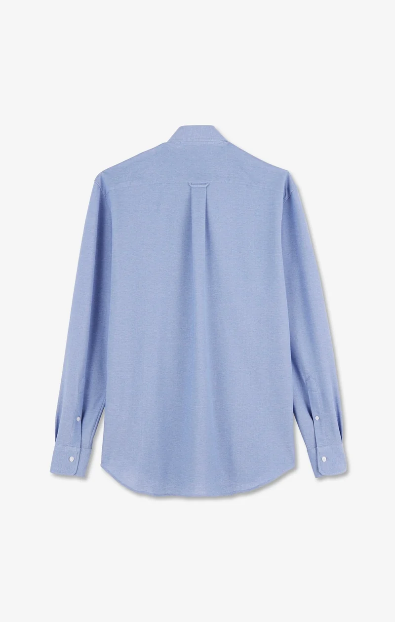 Chemise slim en coton pinpoint bleu