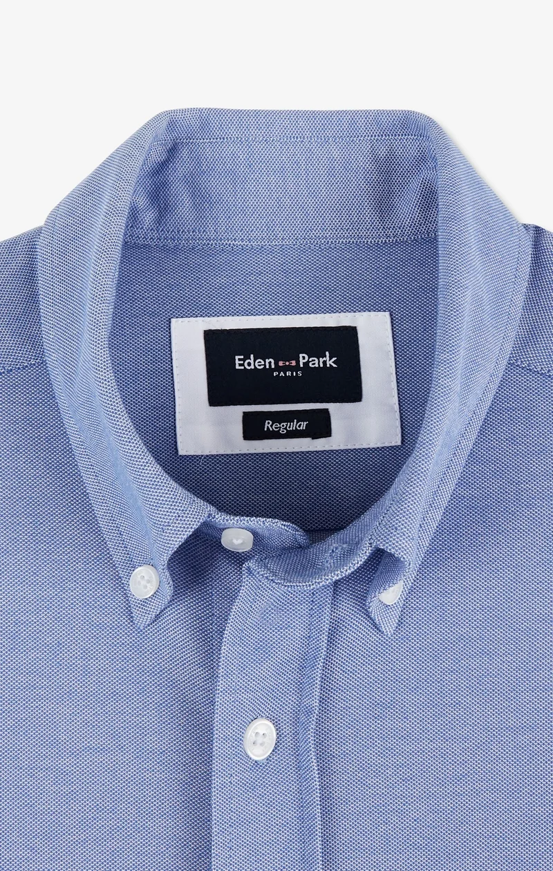 Chemise slim en coton pinpoint bleu