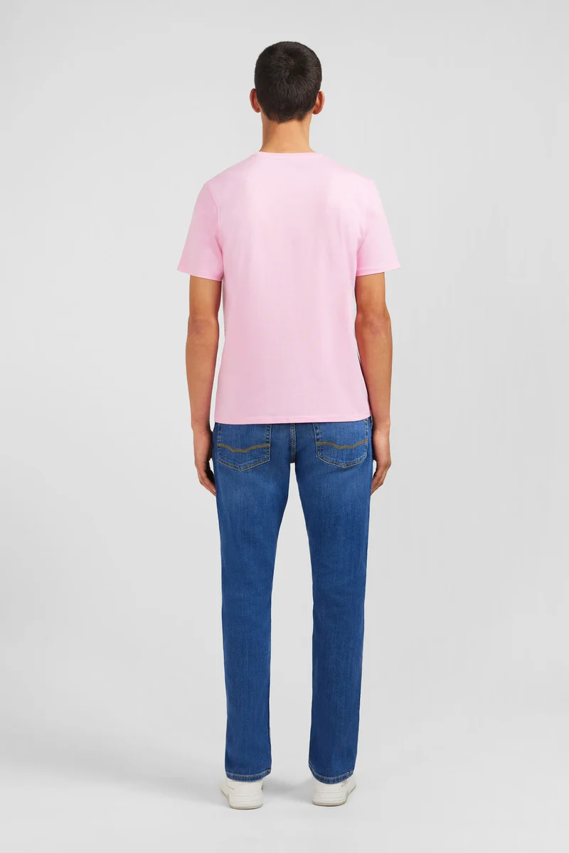 T-shirt rose col rond à manches courtes