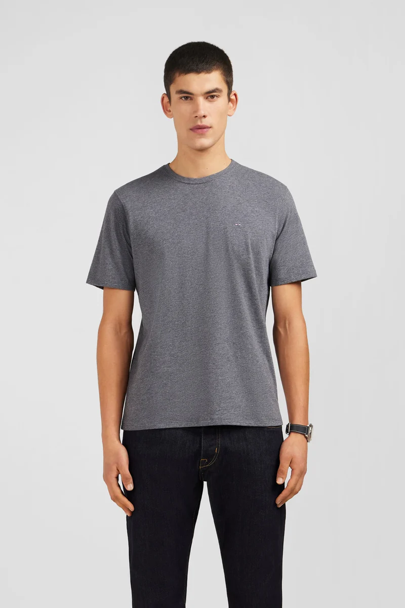 T-shirt gris col rond à manches courtes