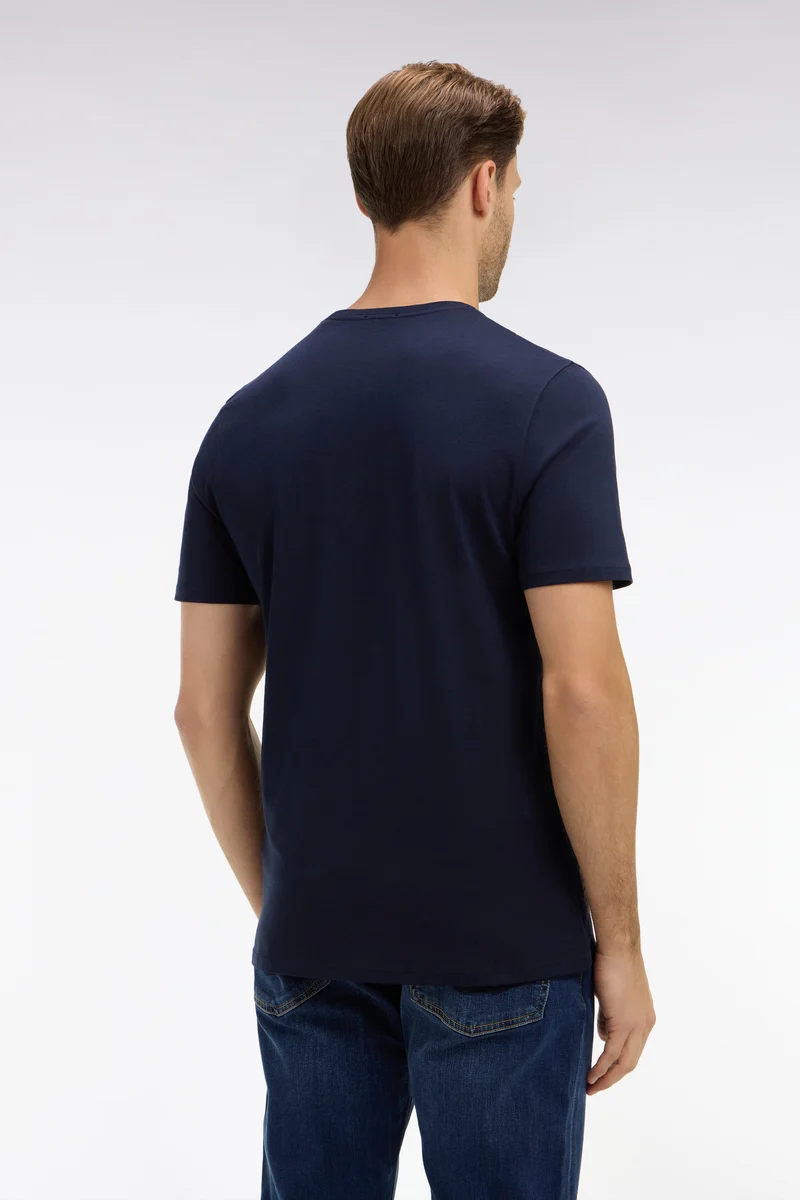 T-shirt bleu marine col rond à manches courtes