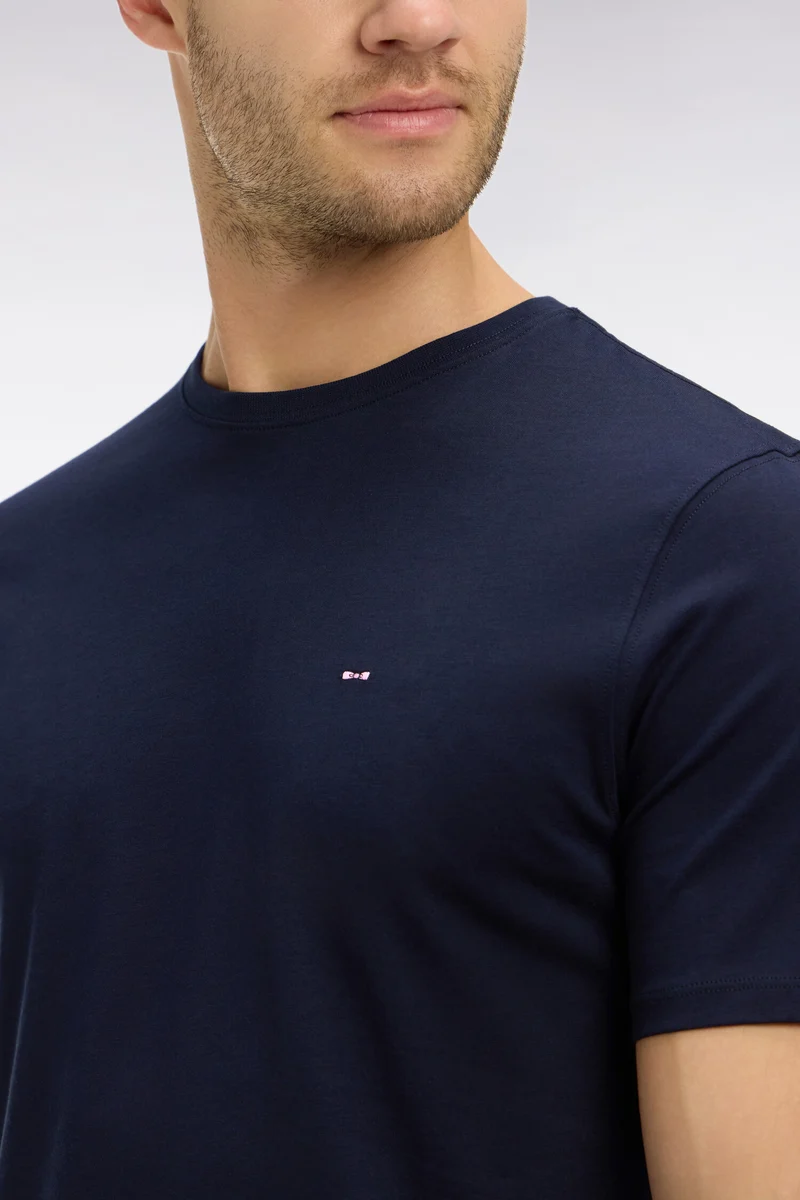 T-shirt bleu marine col rond à manches courtes