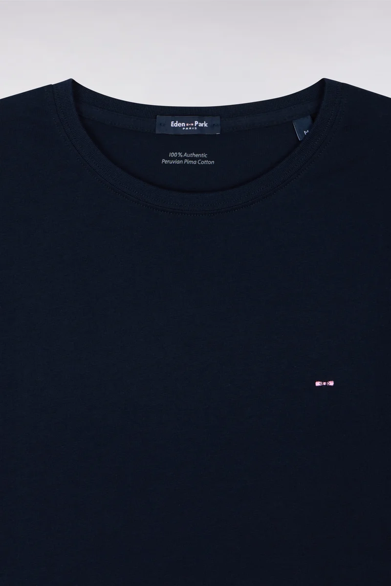 T-shirt bleu marine col rond à manches courtes