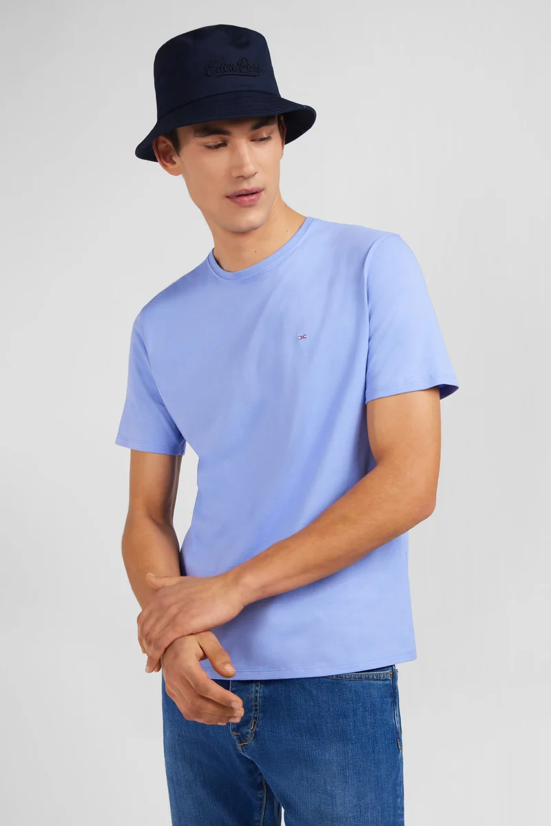 T-shirt bleu col rond à manches courtes