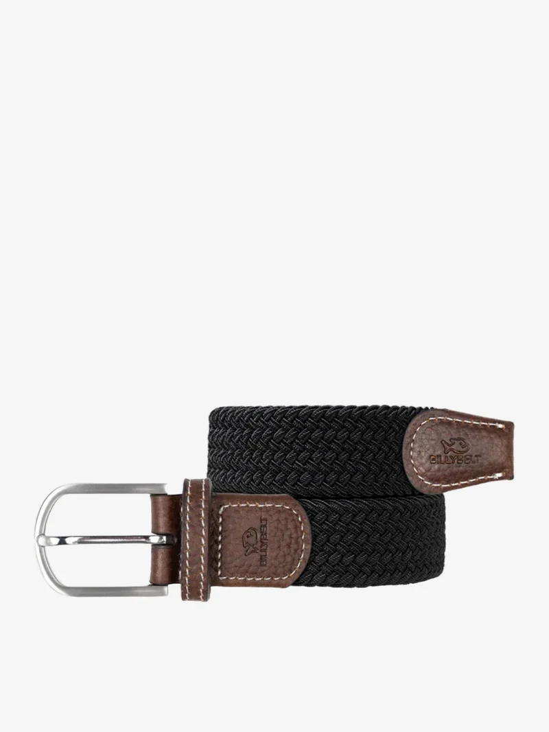 Ceinture tressée Billybelt noire en cuir