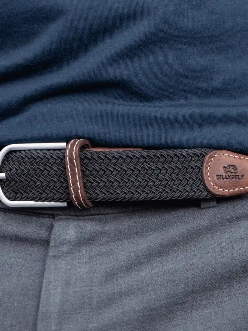 Ceinture tressée Billybelt noire en cuir