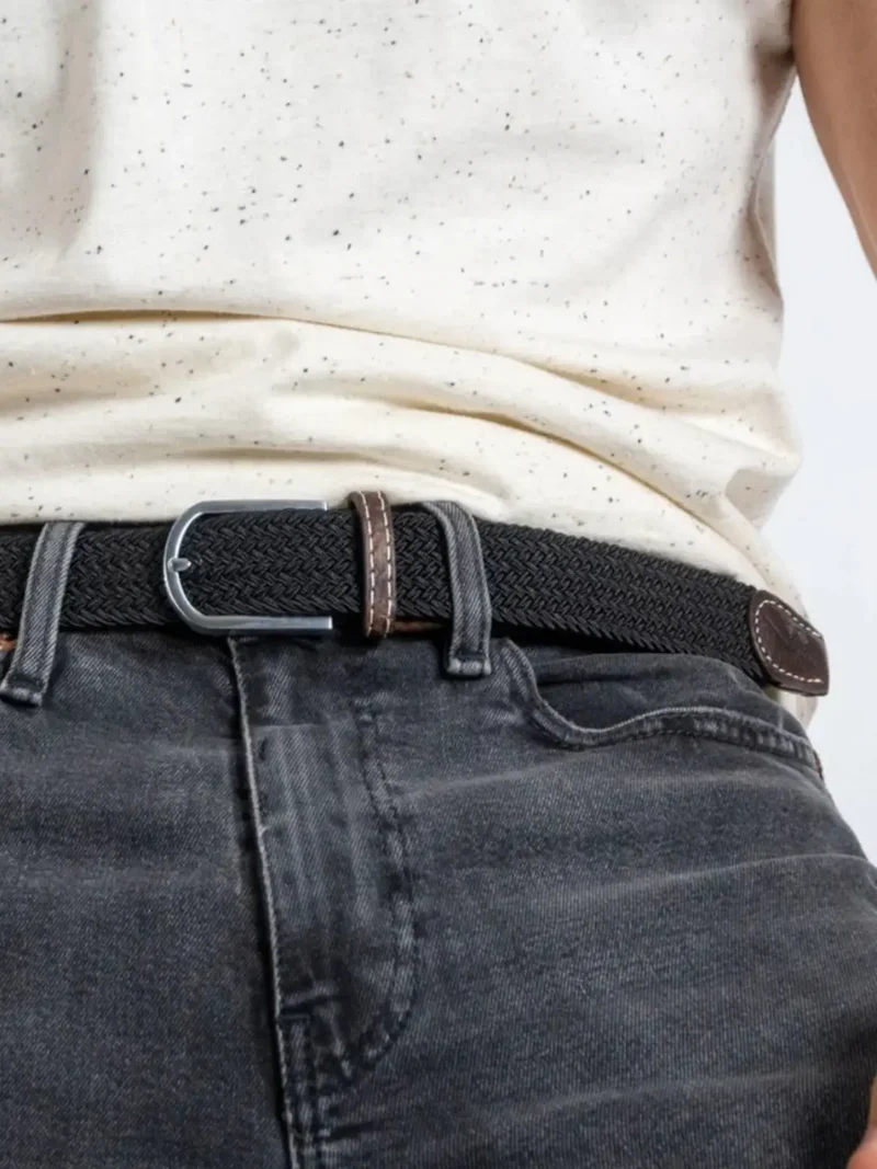 Ceinture tressée Billybelt noire en cuir