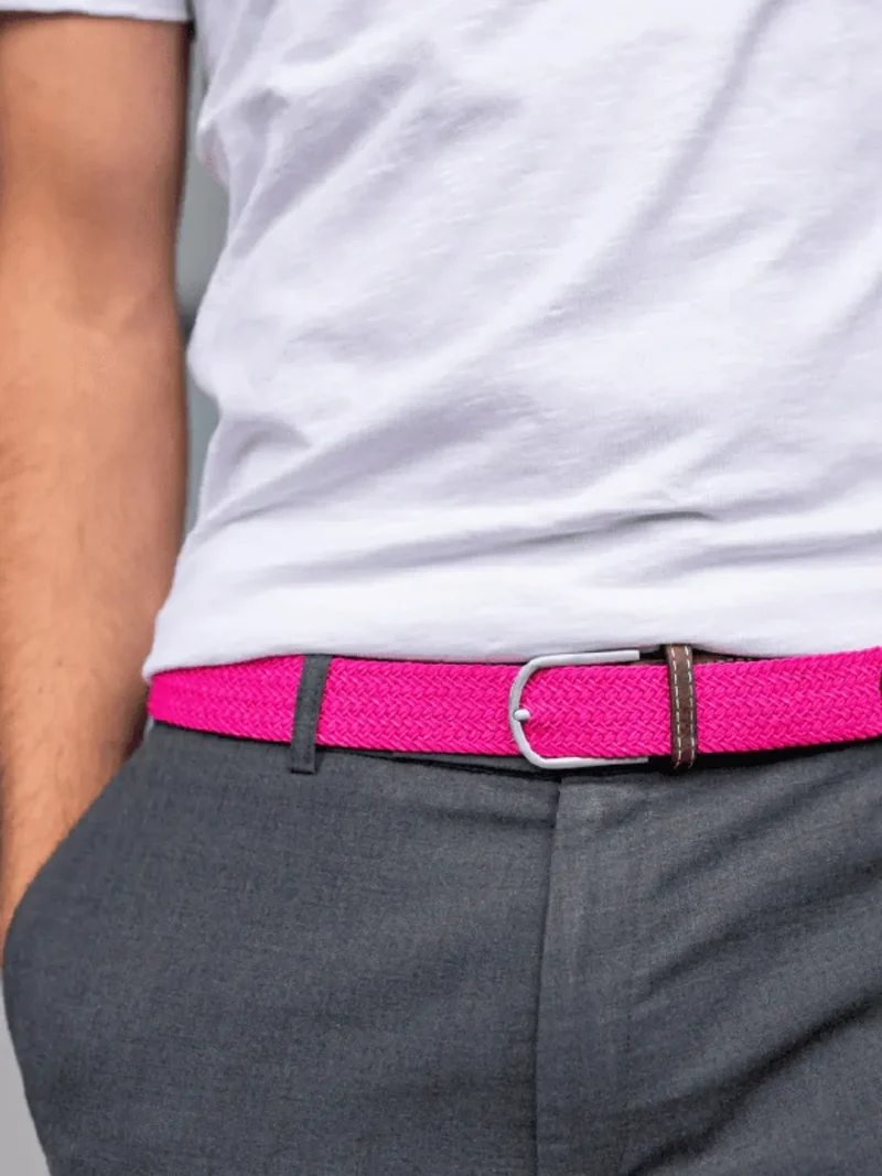 Ceinture tressée Billybelt rose en cuir