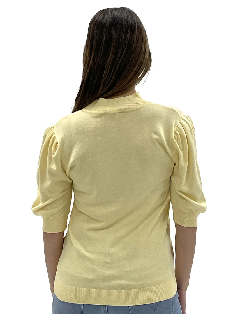 Chandail en tricot manches bouffantes | 4 couleurs