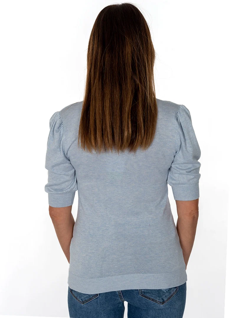 Chandail en tricot manches bouffantes | 4 couleurs