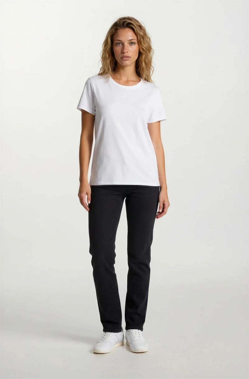 Jeans jambe droite coutures contrastantes | Taille régulière
