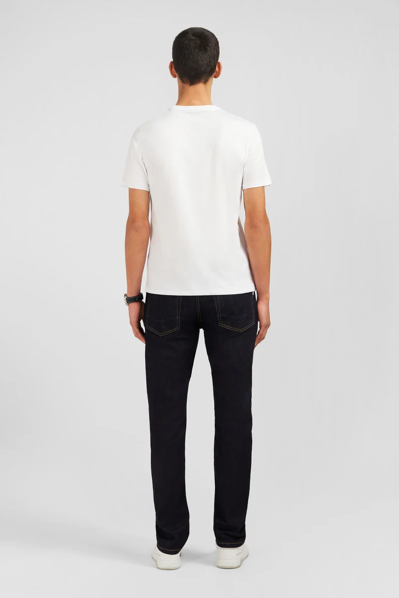 T-shirt blanc col rond à manches courtes