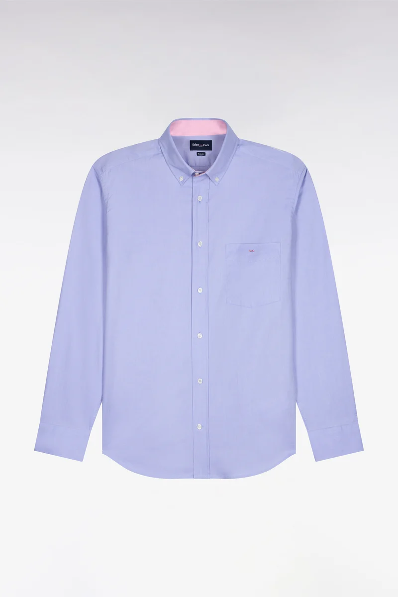 Chemise bleue unie en coton
