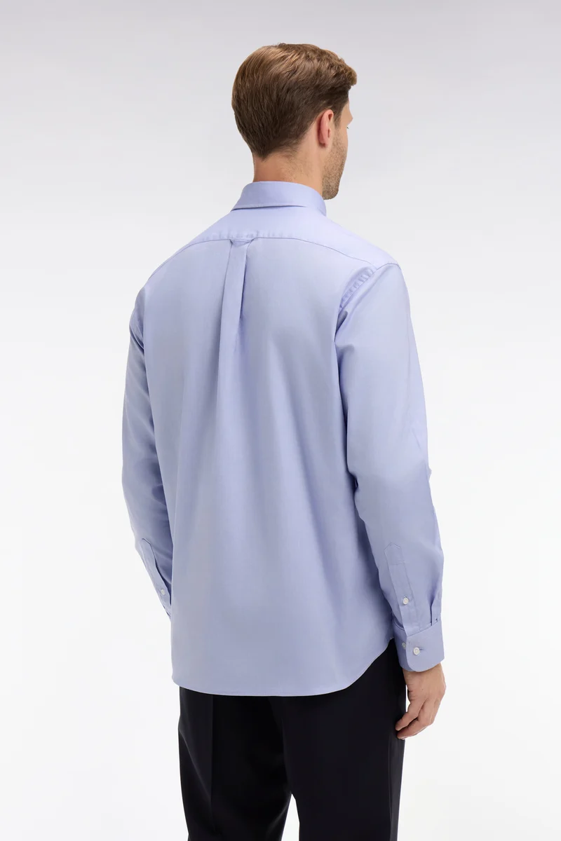 Chemise bleue unie en coton