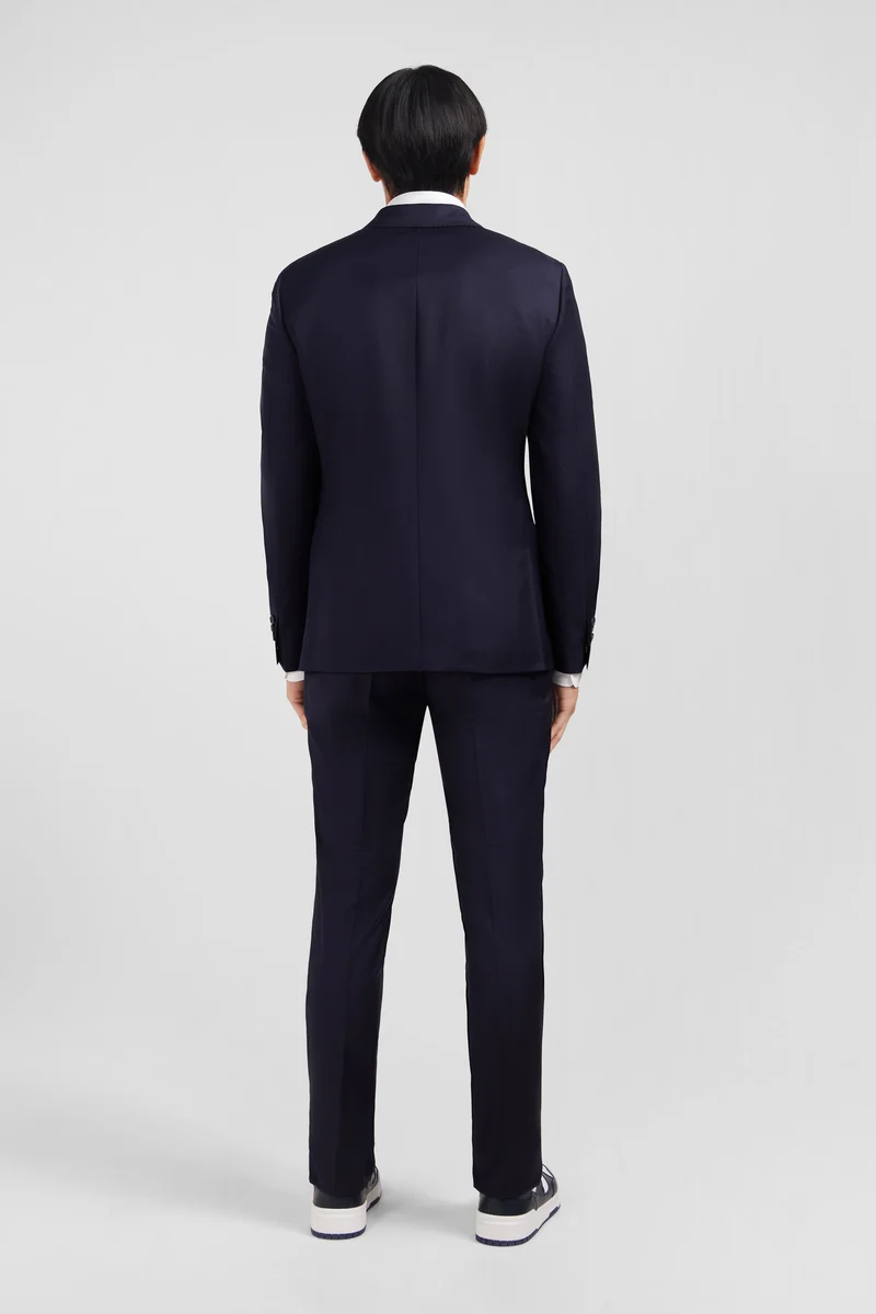 Costume slim en laine bleu marine