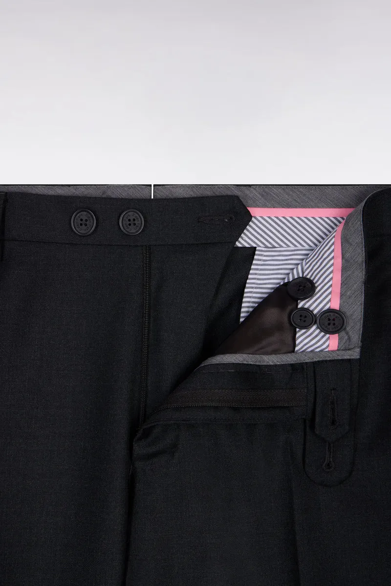 Pantalon slim gris foncé en laine à plis cassés
