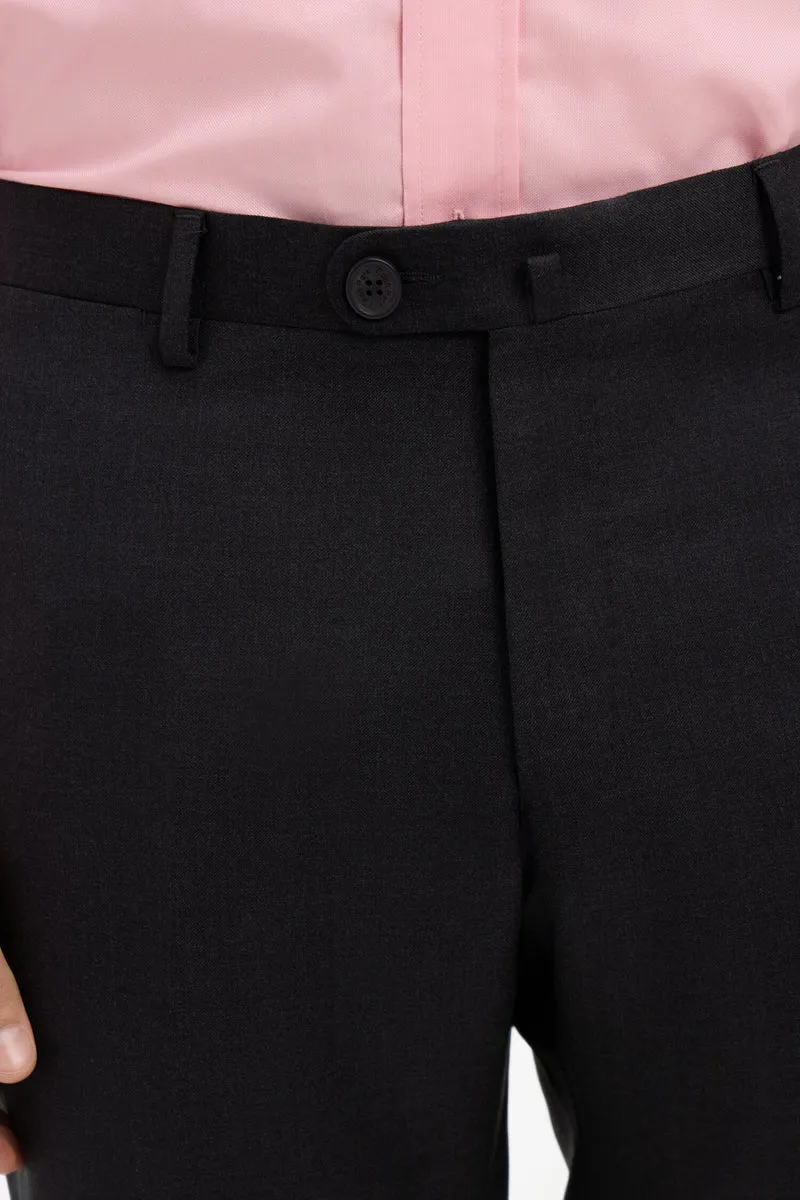 Pantalon slim gris foncé en laine à plis cassés