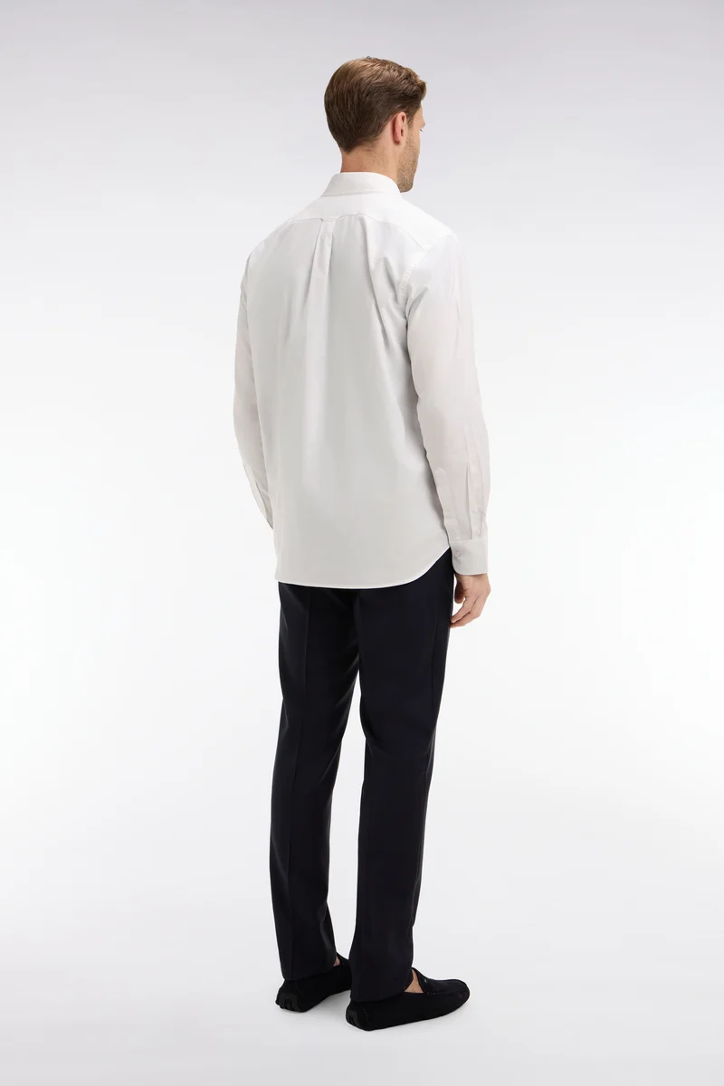 Pantalon slim bleu foncé en laine à plis cassés