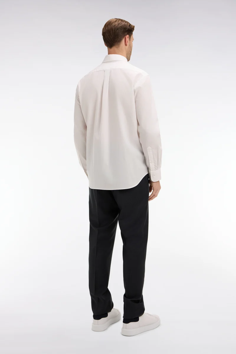 Pantalon regular gris foncé en laine à plis cassés