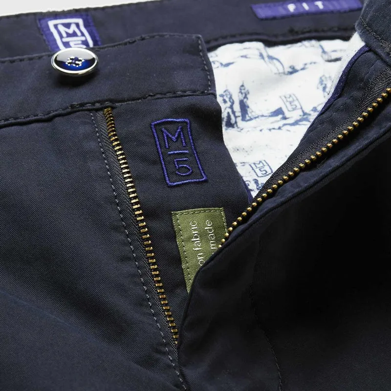 Pantalon chino Meyer marine en twill de coton