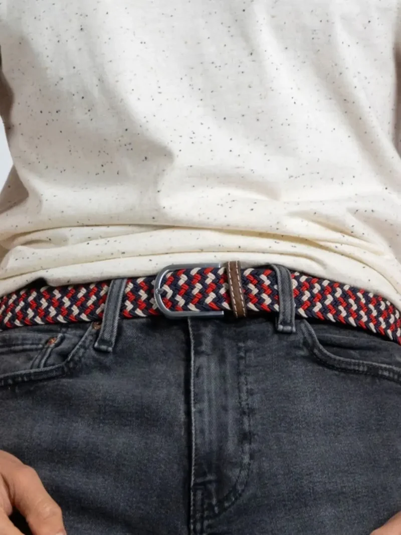 Ceinture tressée Billybelt bleue en cuir